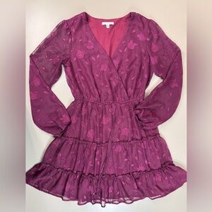 Fall‎ Whimsigoth Lined Mini Dress with Cinched Waist Glitter Rose Mesh Medium